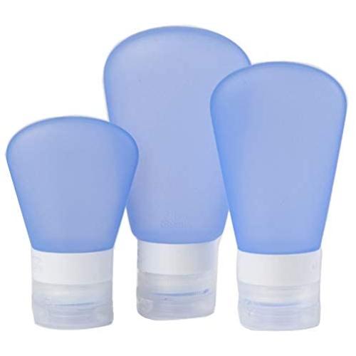Jollymap Leak Proof Travel Bottles, Silicone Cream Jars Travel Accessories Refillable Silicone Travel Containers Containers Perfect for Liquid Toiletries (3 Pack Travel Bottles37ml，60ml，89ml)-Blue