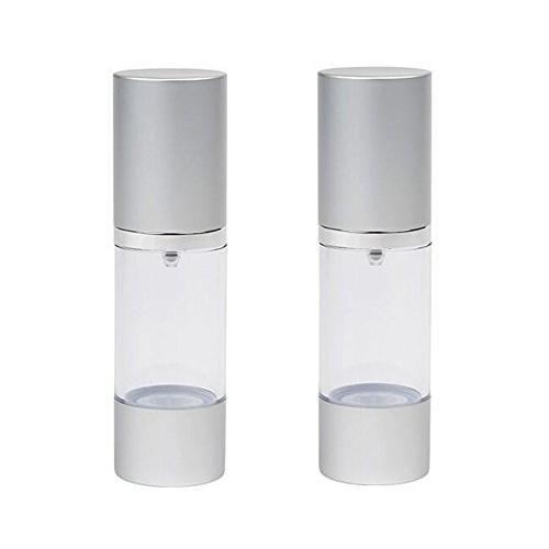 2PCS 30ml Airless Pump Bottles-Upscale Empty Refillable Bayonet Cream Lotion Toner Cosmetic Toiletries Liquid Storage Containers Jar Pots(Silver)