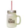 Brown Enjoy The Sweet Taste Of Summer Frosted Glass Mason Jar With Straw