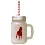 Maroon Dogo Argentino Silhouette Frosted Glass Mason Jar With Straw Maroon Dogo Argentino Silhouette Frosted Glass Mason Jar With Straw