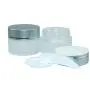 Empty Frosted Clear Glass jar with Inner Liners and Lids and Mini Spoon, 0.53oz Round Glass Jars-Silver Lids for Cream jars, Cosmetics, Diy, Make up, Homemade Sample-10PCS
