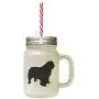 Black Clumber Spaniel Silhouette Frosted Glass Mason Jar With Straw Black Clumber Spaniel Silhouette Frosted Glass Mason Jar With Straw