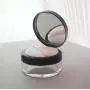 Klare leere runde Make Up Lose Powder Behälter Box mit Schwamm, Pinsel, Spiegel und Siebdeckel (schwarz)