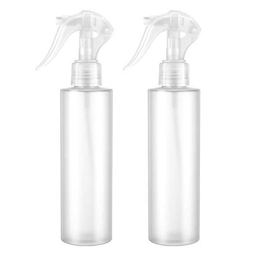 Denkee 2 Pack Spray Bottles, 7oz Empty Plastic Sprayer Bottles，Refillable Spraying Bottle for Hair/Oils/Cleaning Solutions, Fine Mist Bottles Travel Home Office Gardening (White)