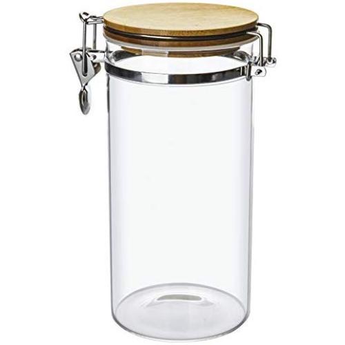 Large Glass Food Storage Jar - 40oz (1200ml) Tall Clear Kitchen and Pantry Storage Container - BPA Free Glass, Bamboo Lid, Airtight Leakproof Rubber Gasket, Snapping Metal Clamp - Multi-Purpose