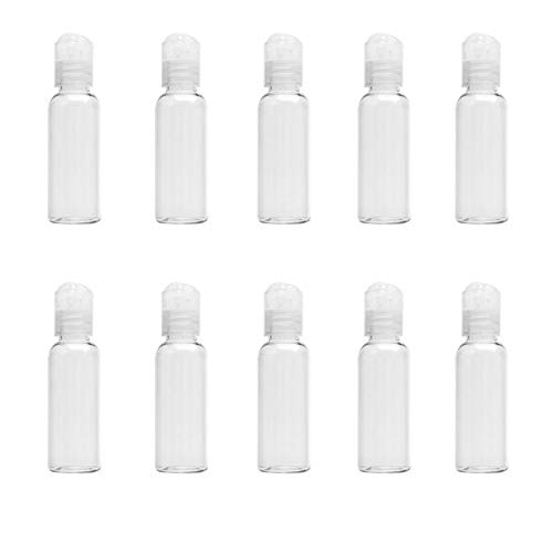 10Pcs 30ml/1oz Empty Clear Plastic Bottles with Press Disc Top Cap Portable Travel Bottle Cosmetic Sample Container Jar Pot For Lotion Essential Oil Toner Shampoo Body Wash