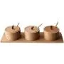 Bocal de Cuisine en Bois d'Arbre, Jeu de 3 Pots de Condiment en Bois de Chêne, Style Nordique, Récipient de Condiments avec Couvercle, Boîte de Rangement en Bois pour Cuisine Gadget (Couleur : Bois de Chêne)