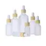 3 Pièces Flacons en Verre de 30ML 1OZ Remplissables avec Bouchon en Caoutchouc Blanc et Anneau en Bois Transparent 3 Pièces Flacons en Verre de 30ML 1OZ Remplissables avec Bouchon en Caoutchouc Blanc et Anneau en Bois Transparent