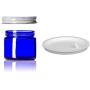 1 Oz (30 ml) BLUE Glass Jars with White Metal Screw Lids with Inner Gasket- pack of 12