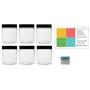 Clear 4 oz Plastic Jars with Black Lids (6 pk) with Mini Jar - PET Round Refillable Containers
