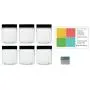 Clear 4 oz Plastic Jars with Black Lids (6 pk) with Mini Jar - PET Round Refillable Containers
