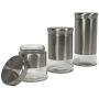 Chefventions 3-Piece Sturdy Food Storage Canisters Set With Tight Seal - Stylish Clear Glass and Stainless Steel Kitchen Containers for Coffee, Tea, Sugar, Rice, Flour, Nuts, Candies, Beans, Noodles