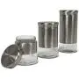 Chefventions 3-teiliges stabiles Speisemittelsatz mit Dichtung – Stilvoller Klarglas und Edelstahl-Behälter für Kaffee, Tee, Zucker, Reis, Mehl, Nüsse, Süßigkeiten, Bohnen, Nudeln