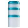 BlenderBottle C01726 PRO STAK ProStak Twist n Lock Storage Jars Expansion 3-Pak with Pill Tray, Clear/Teal