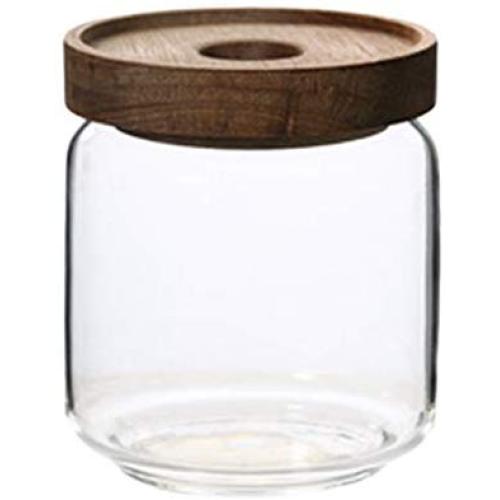 UPKOCH Glass Food Storage Jar Canister with Clip Top Bamboo Lids Glass Storage Container for Loose Tea Coffee Bean Sugar Salt 500ML