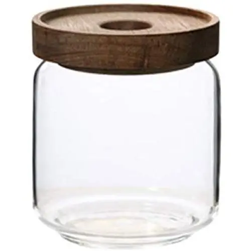 UPKOCH Glass Food Storage Jar Canister with Clip Top Bamboo Lids Glass Storage Container for Loose Tea Coffee Bean Sugar Salt 500ML