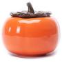 Ifever 2 pcs Persimmon Design Tea Storage Containers Tea Tins Food Storage Jar, Ceramic Tea Canister, Sealed Porcelain Tea Caddy Tan for Tea/Herb
