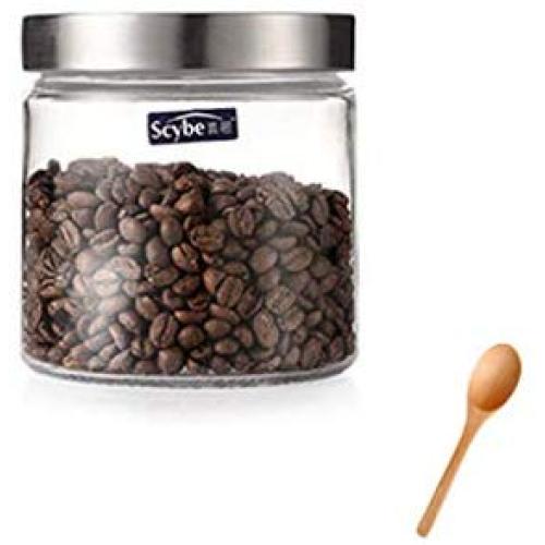 Glass Sealed Storage Jar Food Grains Storage Bottle Transparent Tea Coffee Seal Storage Cans DELICATEWNN (Capacity : 0.9L1)