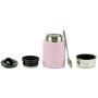 Minimal Vacuum Insulated Stainless Steel Food Jar Thermos Container with snack compartment and folding spoon 17 Ounce (Rose)