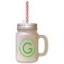Green Alphabet G, Girl Grass Green Gift Glad Frosted Glass Mason Jar With Straw