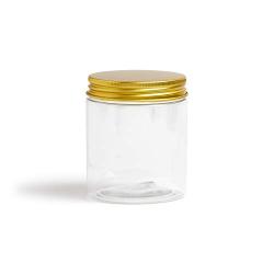 Plastic Jars With Lids, 16 Oz, Clear Jar With Smooth Lids Storage Containers For Cosmetics, Travel, Cream, Makeup, Slime Storage Jars, Desert Containers. screw On Smooth Cap. (PACK OF 6) (gold)