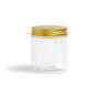 Plastic Jars With Lids, 16 Oz, Clear Jar With Smooth Lids Storage Containers For Cosmetics, Travel, Cream, Makeup, Slime Storage Jars, Desert Containers. screw On Smooth Cap. (PACK OF 6) (gold)
