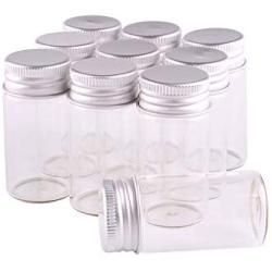 24pcs 25ml Size 3060mm Transparent Glass Perfume Spice Bottles Tiny Jars Vials With Silver Screw Cap DIY Craft