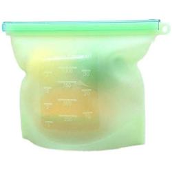 New Product Reusable Silicone Vacuum Seal Food Fresh Bag Fruit Meat Milk Storage Containers Refrigerator Bag Ziplock Kitchen Organizer (Green)