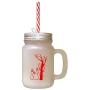 Red Tree Ghosts Boo Halloween Frosted Glass Mason Jar With Straw