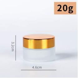 3PCS Empty Refillable White Frosted Glass Cream Jars Bottle Container Pot Storage With Golden Electrochemical Aluminum Lid For Cosmetic Cream Lip Balm Eye Cream Body Butter 20ml/0.68oz