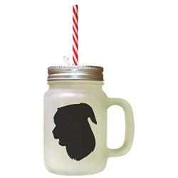 Black Mcnab Silhouette Frosted Glass Mason Jar With Straw