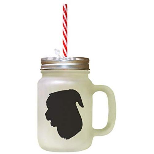 Black Mcnab Silhouette Frosted Glass Mason Jar With Straw