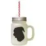 Silhouette de Mcnab Noir en Verre Décoré avec Paquet dans une Jarre en Verre Froissée. Silhouette de Mcnab Noir en Verre Décoré avec Paquet dans une Jarre en Verre Froissée.