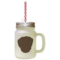 Brown Brown Tan Virginia Foxhound Silhouette Frosted Glass Mason Jar With Straw