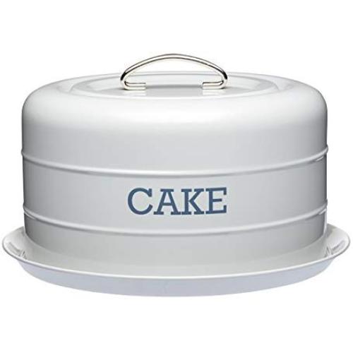 Kitchen Craft Living Nostalgia Airtight Cake Storage Tin/Cake Dome, 28.5 x 18 cm - French Grey