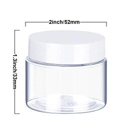 6 Pack 1 oz Plastic Pot Jars Round Clear Leak Proof Plastic Cosmetic Container Jars with White Lids for Travel Storage Make Up, Eye Shadow, Nails, Powder, Paint, Jewelry(1 oz)