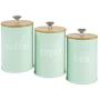 Serenable Food Storage Jar (3-Pack/Green), Food Storage Jar with Airtight Seal Natural Bamboo Lid -Galvanized Iron Food Storage Canister for Tea, Coffee, Spice