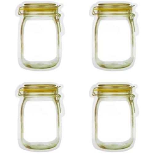 Dumanfs 4 Pieces Mason Jar Zipper Bags Reusable Snack Saver Bag Leakproof Food Sandwich Refrigerator Fruit Storage Bag Ziplock Chamber Bag Yellow