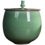 Food Jars & Crocks Rice Storage Ceramic Rice Cylinder Kitchen Storage Tank Moisture-proof Insect Tea Cake Water Tank Chinese Grain Storage Tank Beautiful And Durable (Color : Green, Size : 33x37cm)
