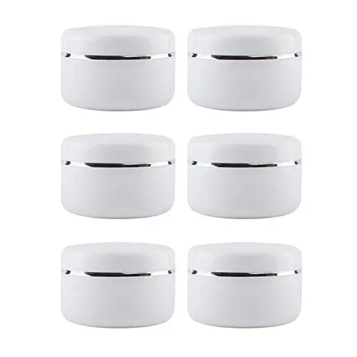 6PCS 30g/1.0oz Empty White Plastic Bottle with Silver Edge Screw Lid and Inner Liner Refillable Container Storage Pots Vials Jars Accessories for FaceEye Cream Lotion Skin Care Packing (White) 6PCS 30g/1.0oz Empty White Plastic Bottle with Silver Edge Screw Lid and Inner Liner Refillable Container Storage Pots Vials Jars Accessories for FaceEye Cream Lotion Skin Care Packing (White)