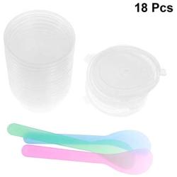 SUPVOX 15 Pcs Floam Beads Containers Leakproof Clear Plastic Storage Box with 3pcs Mixing Spoons for Beads Foam Ball DIY Making Supplies 50ml (Random Color)