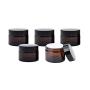 NANSHINE 5PCS Empty Refillable Dark Brown Glass Makeup Cosmetic Face Cream Jar Pot Bottle Container with Liners and Black Screw Lid 5ML