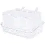 Xena 2 Piece Clear Spice Rack Spice Pot Acrylic Seasoning Box Storage Container Condiment Jar, 5.5 x 4 Inch Cruet Cover Spoon Salt Pepper Organizer Sauces Dressing Holder