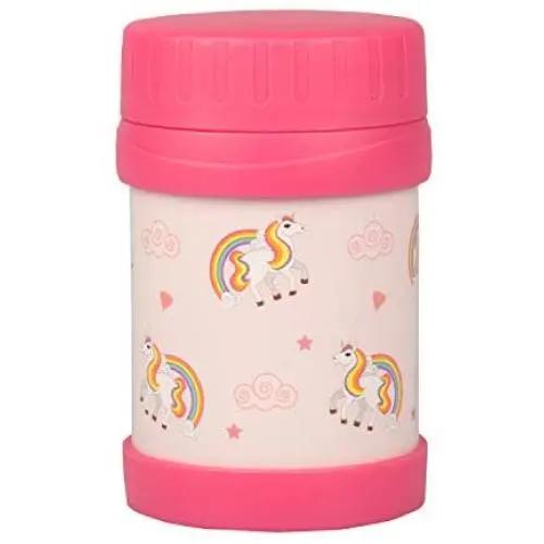 Bientologie Edelstahl Thermosbehälter 13 oz für Kinder – Einhorn – Große, undichte Schale zur Aufbewahrung von heißen/kalten Speisen, Suppen, Flüssigkeiten – BPA-frei – Passt in die meisten Lunchboxen und Taschen