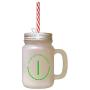 Green Alphabet I, In Ice Inch Idea Inside I Frosted Glass Mason Jar With Straw