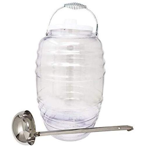 Royal Cook Vitro5CL Vitrolero Aguas Frescas Tapadera BPA-FREE Food Grade Plastic Water Container with Lid and 10 Oz Ladle, 5Gallon/20 Liters, Clear