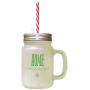 Green Home Is Where The Story Begins Frosted Glass Mason Jar With Straw