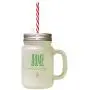 Green Home Is Where The Story Begins Frosted Glass Mason Jar With Straw