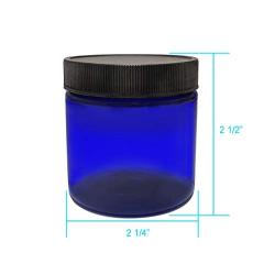 ljdeals 4oz Blue PET Plastic Jars with Lids, Refillable Empty Round Containers, Pack of 12, BPA Free, Made in USA, 12 Labels, Perfect for Kitchen, Cosmetic, Lotion, Personal Care Products and more