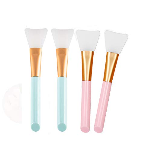 Lemoncy 4 pc Silicone Facial Mask Brush Makeup Applicator Brush Hairless Mask Mud Brush Tools Mask Applicator Makeup Cosmetic Brush for Facial Eye Mask DIY Needs (4 pc)